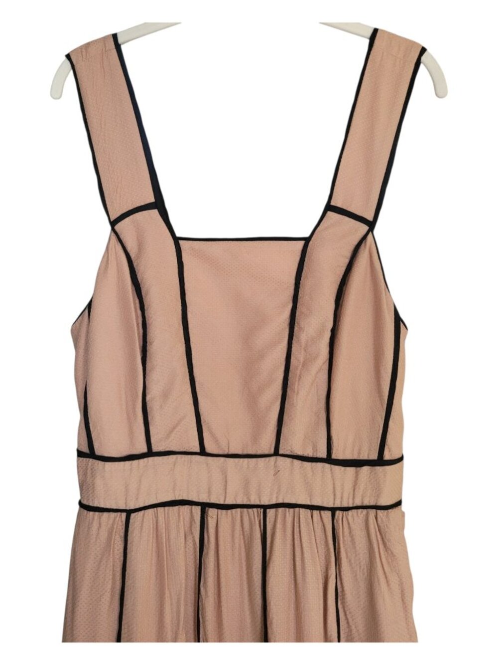 Anthropologie Square Neck Modal Maxi Dress Contrast Piping Pockets Size 10 Modal - Picture 6 of 16